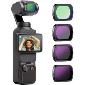 NEEWER Magnetic ND & Black Diffusion 1/4 Filter Kit Compatible with DJI OSMO Pocket 3, 4 Pack Neutral Density Filters (ND16 ND64 ND256) & Mist Cinematic Effect Filter, Multi Coated HD Optical Glass