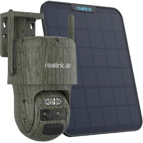 REOLINK 4K Dual Lens Cellular Trail Secuirty Camera, 4G LTE, Auto Tracking No WiFi Live Video Game Solar Powered Camera with 6X Hybrid Zoom, No-Glow IR, IP66 for Wildlife, TrackMix LTE Trail
