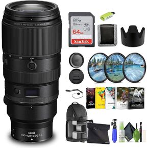 Nikon - NIKKOR Z 100-400mm f/4.5-5.6 VR S Super-Telephoto & 20106 Bundle | For Z Series + Telephoto Lens + 64GB Memory Card + Backpack + Tripod + Filter Kit + Card Reader + More in Saudi Arabia