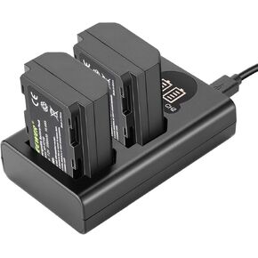 NEEWER 2 Pack 2280mAh NP-FZ100 Replacement Battery and Dual USB Charger with LCD Screen, Compatible with Sony ZV-E1 A7III A7IV FX3 FX30 A6600 A6700 A1 A7C A7CII A7CR A7RIII A7RIV A7RV A7SIII A9 A9II