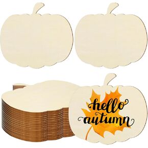Large Wooden Pumpkin Shape Cutout - Unfinished Wood Craft, 6 Pcs (11 x 10 Inch) for Halloween & Thanksgiving Party DIY Decoration