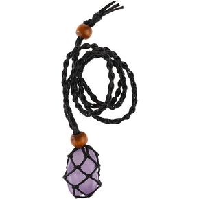 Handmade Necklace Cord Empty Stone Holder, Necklace Cord for Crystal, Quartz Raw Stone Necklace Cord, Pendant Holder Adjustable Necklace Cage Cord (Larger,Brown)