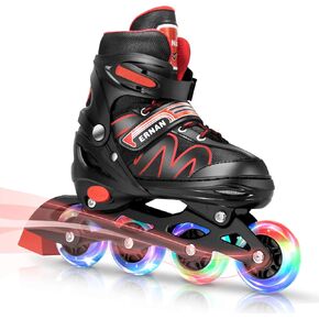 ERNAN Inline Roller Skates,Adjustable Inline Skate for Kids and Adults with Full Light Up Wheels,Outdoor Roller Blades for Boys and Girls, Men and Women