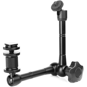 HuaerHui 11 Inch Adjustable Articulating Friction Magic Arm with 1/4"" Thread Screw and Hot Shoe Mount Adapter for DSLR Camera Rig/Camcorder/LCD Monitor/LED Lights/Flash Light/Microphone