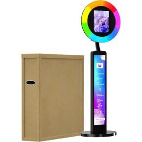 Portable Photo Booth Compatible with Any Ipad, Ipad Photo Booth Shell Stand Software APP Control Ring Light For Wedding Party, Honeycomb Case Black
