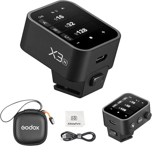 مشغل فلاش لاسلكي Godox X3 N X3N X3-N TTL مع شاشة تعمل باللمس، متوافق مع جهاز إرسال فلاش كاميرا نيكون للتصوير الفوتوغرافي في الاستوديو، وظيفة TCM، شحن سريع، بطارية مدمجة 3.7 فولت/850 مللي أمبير في الساعة in Saudi Arabia