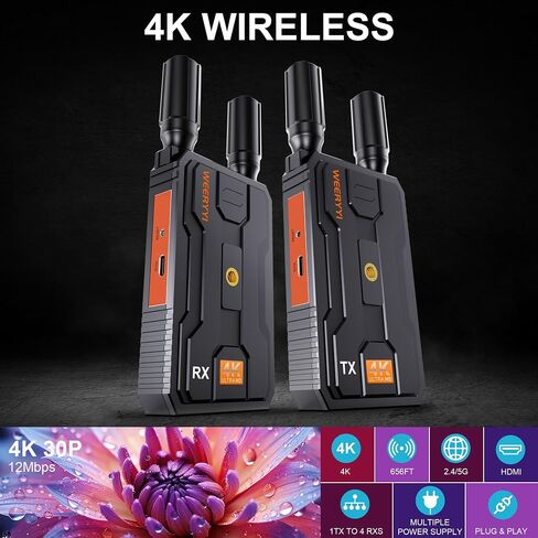 (Only RX) Wireless HDMI 4K,Ultra-Long Range Plug and Play, 2.4/5G Wireless Video Transmission System for Streaming Camera Video/Audio from Laptop/PC toHDTV/Projector/Video Monitor in Saudi Arabia