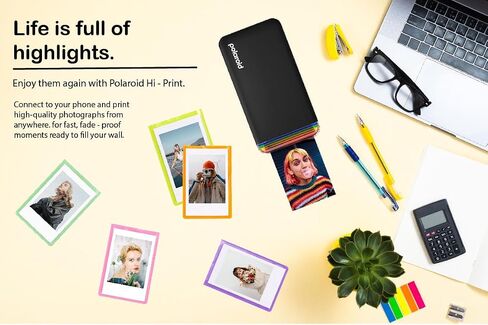 Polaroid Hi-Print - 2nd Generation Bluetooth Connected 2x3 Pocket Photo Dye-Sub Printer - Black (9129) Bundle Hi-Print 2x3 Paper - 20 Photos (6355), Hanging Photo Frames, in Saudi Arabia