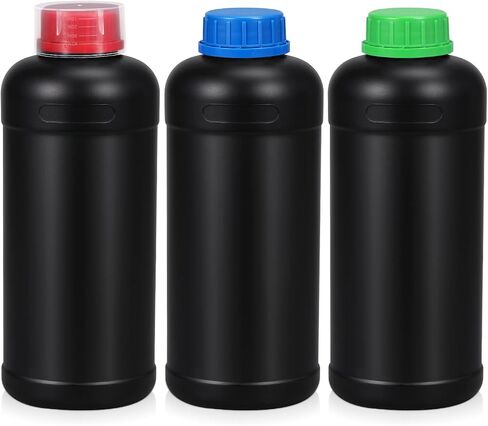 ASEVAT 33.8oz/1000ml HDPE Darkroom Chemical Storage Bottles Photographic Plastic Containers with lids Empty Liquid Container for Film Photo Developing Processing Equipment, Laboratories (3pcs) in Saudi Arabia