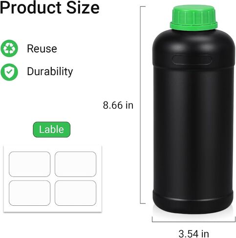 ASEVAT 33.8oz/1000ml HDPE Darkroom Chemical Storage Bottles Photographic Plastic Containers with lids Empty Liquid Container for Film Photo Developing Processing Equipment, Laboratories (3pcs) in Saudi Arabia