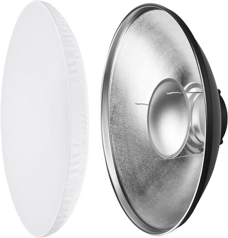 طبق تجميل عاكس قياسي 16 بوصة/42 سم مع جورب ناشر أبيض، شبكة على شكل قرص العسل لضوء فلاش ستروب من بوينز ماونت in Kuwait