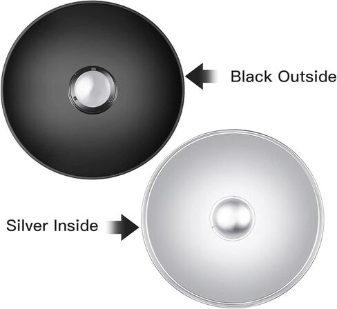 طبق تجميل عاكس قياسي 16 بوصة/42 سم مع جورب ناشر أبيض، شبكة على شكل قرص العسل لضوء فلاش ستروب من بوينز ماونت in Kuwait