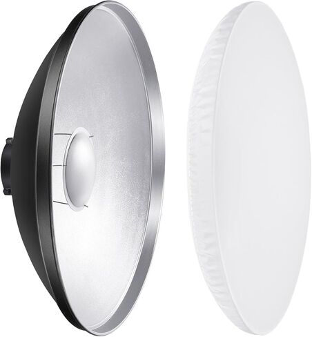 طبق تجميل عاكس قياسي 16 بوصة/42 سم مع جورب ناشر أبيض، شبكة على شكل قرص العسل لضوء فلاش ستروب من بوينز ماونت in Kuwait