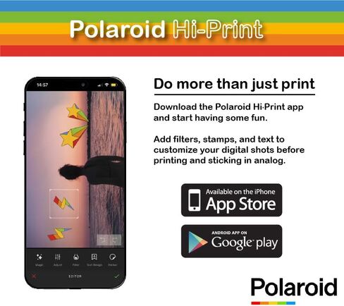 Polaroid Hi-Print - 2nd Generation Bluetooth Connected 2x3 Pocket Photo Dye-Sub Printer - White (9128) Bundle with Hi-Print 2x3 Paper - 20 Photos (6355), Hanging Photo Frames, and More in Kuwait