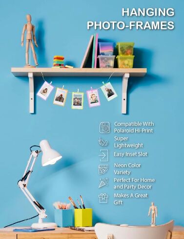 Polaroid Hi-Print - 2nd Generation Bluetooth Connected 2x3 Pocket Photo Dye-Sub Printer - White (9128) Bundle with Hi-Print 2x3 Paper - 20 Photos (6355), Hanging Photo Frames, and More in Kuwait
