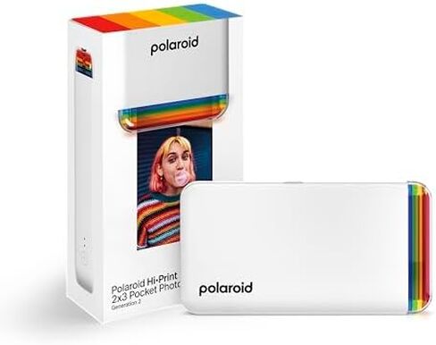 Polaroid Hi-Print - 2nd Generation Bluetooth Connected 2x3 Pocket Photo Dye-Sub Printer - White (9128) Bundle with Hi-Print 2x3 Paper - 20 Photos (6355), Hanging Photo Frames, and More in Kuwait