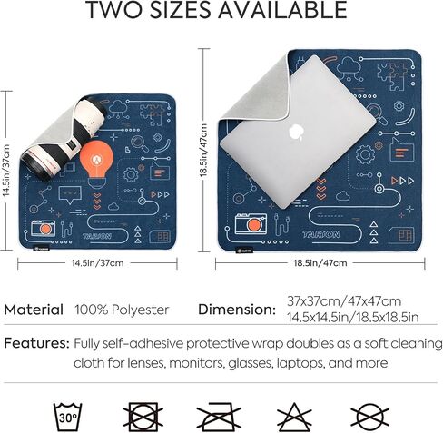 TARION Camera Lens Wrap Protective - Anti-Scratch Camera Wrapping Magic Self-Adhesive Cloth for Photographers Soft Foldable Wrapper for DLSR SLR Lens Camera Accessories 14.6x14.6(37x37cm) Orange in Saudi Arabia