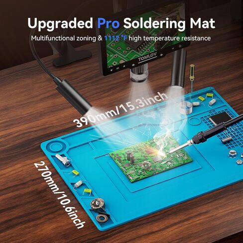 TOMLOV 2024 مجهر رقمي DM501S 2K جديد بذراع مرن، مجهر لحام 7 بوصات 2000X، مجهر عملة HDMI بدقة 48 ميجابكسل مع ضوء، مجهر رقمي مرن LCD للإصلاح الإلكتروني مع مستقطب، 64 جيجابايت in Kuwait