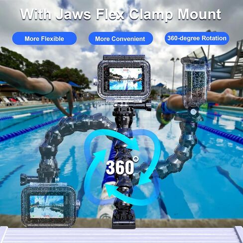 Waterproof Case for GoPro Hero 12 Black/Hero 11 Black/Hero 10 Black/Hero 9 Black, 230FT/70M Underwater Diving Housing Protective Case with Jaws Flex Clamp Mount in Saudi Arabia