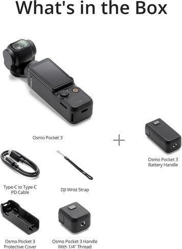 DJI Osmo Pocket 3، كاميرا تسجيل فيديو مع CMOS 1 بوصة وفيديو 4K/120 إطارًا في الثانية، تثبيت ثلاثي المحاور، تركيز سريع، تتبع الوجه/الأشياء، شاشة لمس قابلة للدوران 2 بوصة، كاميرا فيديو صغيرة للتصوير الفوتوغرافي، يوتيوب in Kuwait
