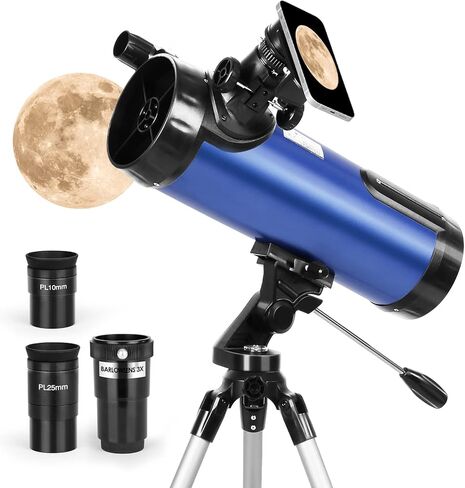 Telescope for Beginners,115mm Aperture 500mm AZ Mount Photography Tripod 29.9-46.6In Astronomical Reflector Telescope for Adults Kids, Portable Travel Telescope with Backpack Phone Adapter in Saudi Arabia