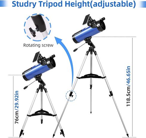 Telescope for Beginners,115mm Aperture 500mm AZ Mount Photography Tripod 29.9-46.6In Astronomical Reflector Telescope for Adults Kids, Portable Travel Telescope with Backpack Phone Adapter in Saudi Arabia