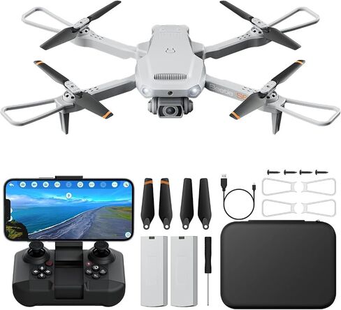 Drones with Camera for Adults 4K- S60 Foldable FPV RC Quadcopter with App Control - Obstacle Avoidance, Waypoint Fly, Altitude Hold, Roll Mode, Headless Mode, 2 Batteries in Saudi Arabia