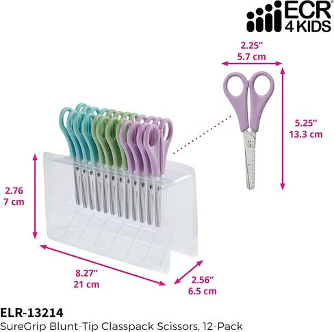 ECR4Kids ELR-13214 Cutting Edge TwinGrip Kid's Scissor Classpack for School Classrooms, Blunt Tip, Assorted in Kuwait