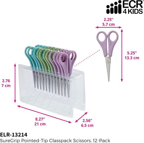 ECR4Kids ELR-13214 Cutting Edge TwinGrip Kid's Scissor Classpack for School Classrooms, Blunt Tip, Assorted in Saudi Arabia