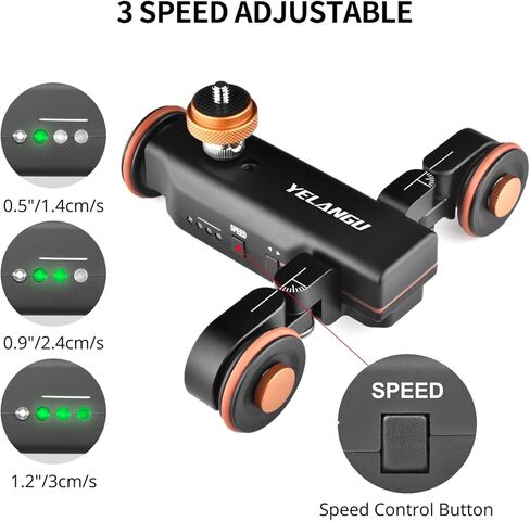 YELANGU 3 Wheel Wireless Camera Slider - Motorized Slider with Wireless Remote Control, USB Charging, Adjustable Speed for DSLR/Microslite/Gopro/Mobile Phones - Compact, Foldable in Kuwait