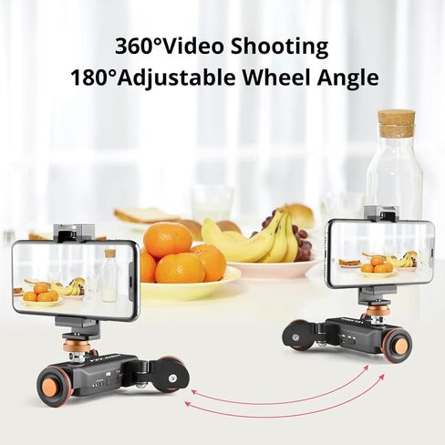 YELANGU 3 Wheel Wireless Camera Slider - Motorized Slider with Wireless Remote Control, USB Charging, Adjustable Speed for DSLR/Microslite/Gopro/Mobile Phones - Compact, Foldable in Kuwait