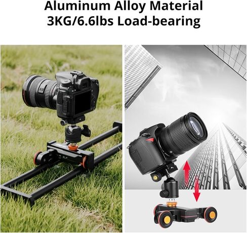 YELANGU 3 Wheel Wireless Camera Slider - Motorized Slider with Wireless Remote Control, USB Charging, Adjustable Speed for DSLR/Microslite/Gopro/Mobile Phones - Compact, Foldable in Kuwait