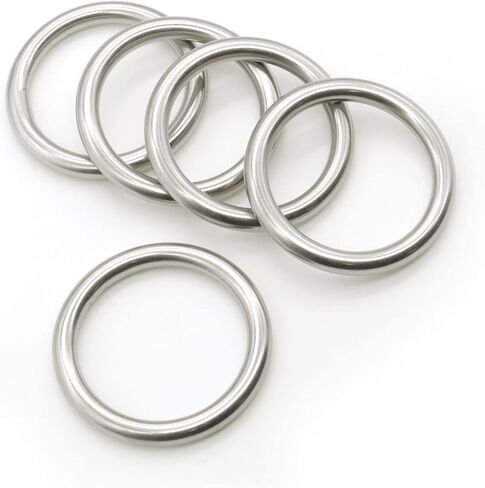 5 قطع من حلقات دائرية من الفولاذ المقاوم للصدأ من هامينلر بسمك 6 مم حلقات معدنية ملحومة شديدة التحمل لتعليق سلة الزهور وإكسسوارات الأجهزة (معرف 50 مم) in Kuwait