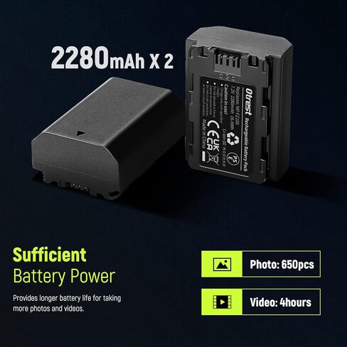 مجموعة بطارية وشاحن بديلة NP-FZ100، بطاريات 2280 مللي أمبير مع شاحن USB مزدوج وكابل شحن، متوافقة مع Sony FX3 FX30 a1 a9 II a9 a7R IV a7S III a7 III a7 IV a7C a6600، عبوتان in Kuwait