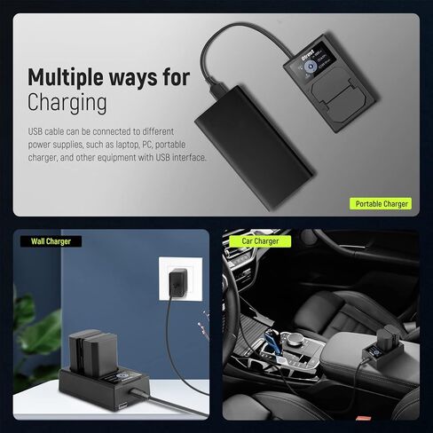 مجموعة بطارية وشاحن بديلة NP-FZ100، بطاريات 2280 مللي أمبير مع شاحن USB مزدوج وكابل شحن، متوافقة مع Sony FX3 FX30 a1 a9 II a9 a7R IV a7S III a7 III a7 IV a7C a6600، عبوتان in Kuwait