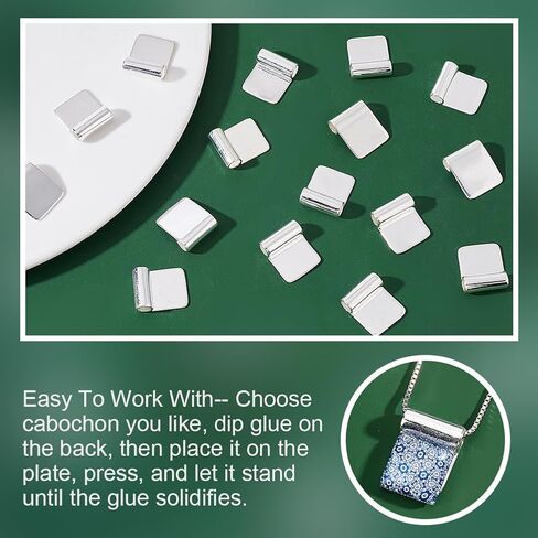 arricraft 16 جهاز كمبيوتر شخصى النحاس الغراء على قلادة الكفالات، سبائك التبت كابوشون إعدادات مستطيل وسادة سحر موصل لصنع المجوهرات 18 × 15.5mm in Kuwait