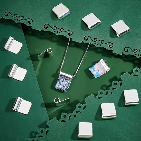 arricraft 16 جهاز كمبيوتر شخصى النحاس الغراء على قلادة الكفالات، سبائك التبت كابوشون إعدادات مستطيل وسادة سحر موصل لصنع المجوهرات 18 × 15.5mm in Kuwait