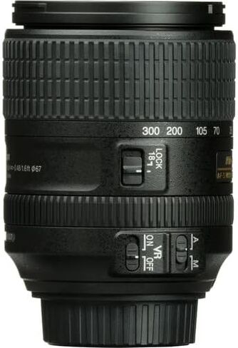 حزمة عدسة Nikon AF-S DX NIKKOR مقاس 18-300 مم f/3.5-6.3G ED VR (2216) مع حافظة عدسة مبطنة + طقم مرشح ماكرو + فلاتر عدسات UV وCPL وFL + غطاء توليب + حافظة غطاء العدسة + مجموعة تنظيف in Saudi Arabia