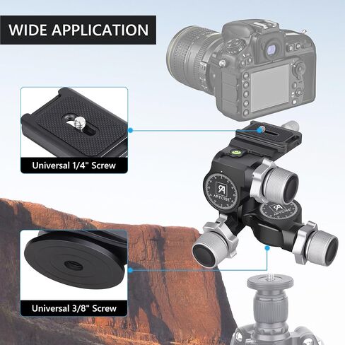 3-Way Geared Tripod Head ARTCISE Professional Geared Tripod Head with Arca Type QR Plate and 360° Panoramic Arca Type QR Plate/3 Axis Pan/Tilt Fluid Head with Large/Fine Quick Switch Dual Mode in Saudi Arabia