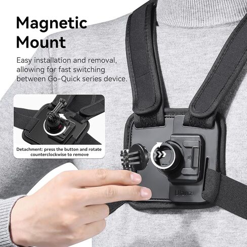 ULANZI CM028 حزام تثبيت على الصدر قابل للتعديل مع تبديل رأسي/أفقي لكاميرات الحركة GoPro DJI Insta360 - حزام تثبيت على الصدر للهاتف POV لهاتف iPhone Samsung Cameras Body Mount in Saudi Arabia