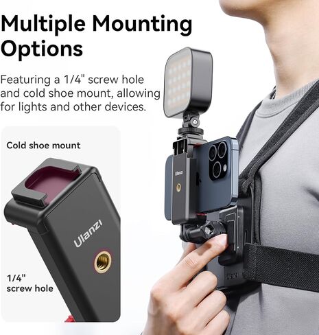 ULANZI CM028 حزام تثبيت على الصدر قابل للتعديل مع تبديل رأسي/أفقي لكاميرات الحركة GoPro DJI Insta360 - حزام تثبيت على الصدر للهاتف POV لهاتف iPhone Samsung Cameras Body Mount in Saudi Arabia