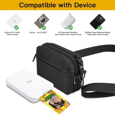 Travel Case Compatible with Canon Ivy 2 Mini Photo Printer/Ivy CLIQ+2 CLIQ 2 CLIQ+ Instant Camera Printer, Storage Bag for KODAK Step/HP Sprocket 2x3 Mobile Photo Mini Printer, Black in Saudi Arabia