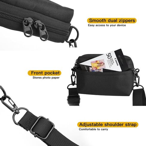 Travel Case Compatible with Canon Ivy 2 Mini Photo Printer/Ivy CLIQ+2 CLIQ 2 CLIQ+ Instant Camera Printer, Storage Bag for KODAK Step/HP Sprocket 2x3 Mobile Photo Mini Printer, Black in Saudi Arabia