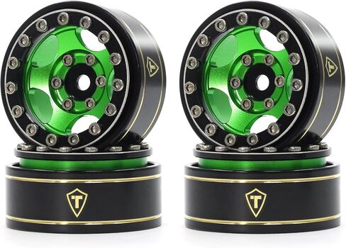 عجلات Treal 1.0 Beadlock SCX24 (4P) كلاسيكية 5 نجوم 1 بوصة عجلات خرز صغيرة للزاحف المحوري 1/24 22.4 جرام (أسود-أسود) in Saudi Arabia