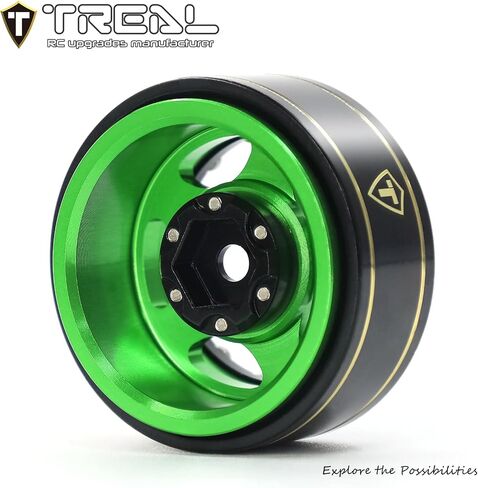 عجلات Treal 1.0 Beadlock SCX24 (4P) كلاسيكية 5 نجوم 1 بوصة عجلات خرز صغيرة للزاحف المحوري 1/24 22.4 جرام (أسود-أسود) in Saudi Arabia