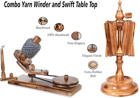 Brainmart Wooden Table Top Yarn Swift, Antique Beechwood Crocheting & Knitting Craft Accessory for Yarn Winding, Handcrafted Beechwood Swift for Knitters & Crafters in Kuwait