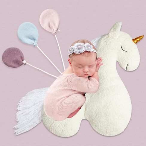 Yousoontic 1 Pcs Newborn Baby Photography Props with 3 Cotton Cloth Balloons Plush Unicorn Horse Pillow Newborn Photo Props for Girl Infant Boy Animal Shaped Posing Props Photoshoot Baby Accessory in Saudi Arabia