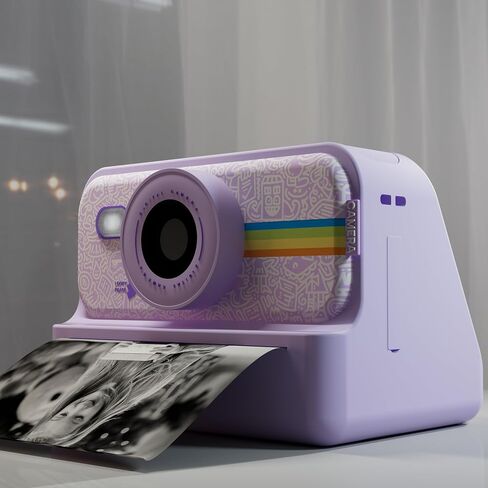 Kids Camera Instant Print, Anti-Blue Light Kid Polaroid Camera, 1080P Video Camera for Kids with 64GB TF Card, 2.4 Inch Screen Rechargeable Polaroid Digital Camera for Kids Age 4-12(Purple) in Saudi Arabia