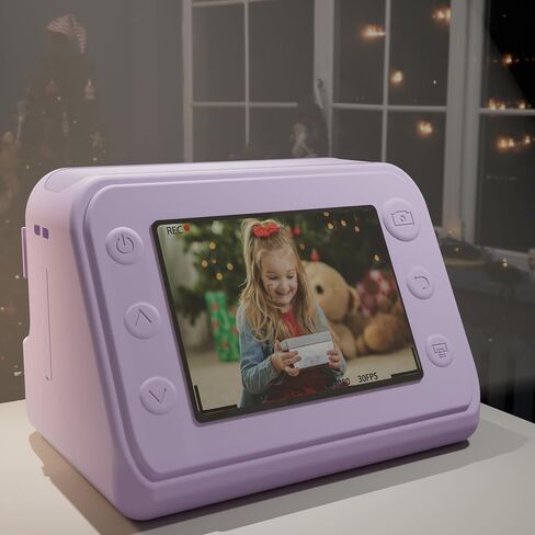 Kids Camera Instant Print, Anti-Blue Light Kid Polaroid Camera, 1080P Video Camera for Kids with 64GB TF Card, 2.4 Inch Screen Rechargeable Polaroid Digital Camera for Kids Age 4-12(Purple) in Saudi Arabia