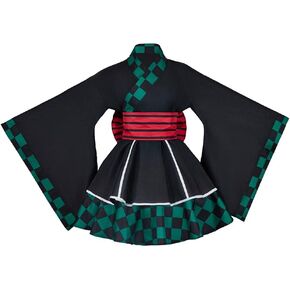 Japanese Anime Lolita Kimono Kamado Tanjirou Cosplay Costume Kimono Maid Cosplay Dress Outfit